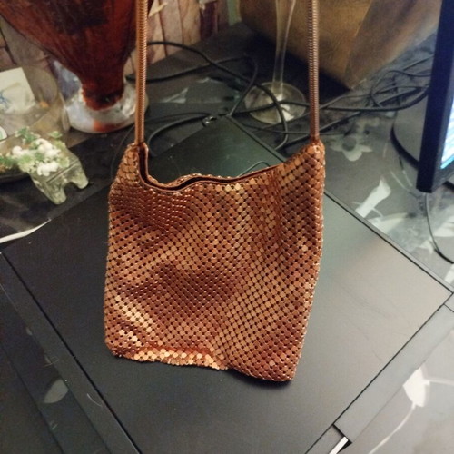 Small bronze evening shoulder bag new