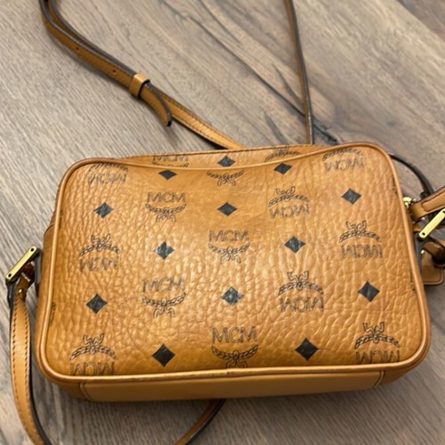 MCM Diamond Camera Bag unisex crossbody, cognac