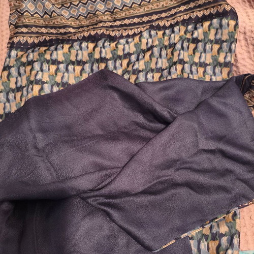 Double-sided scarf like new, 50% silk, blue and brown