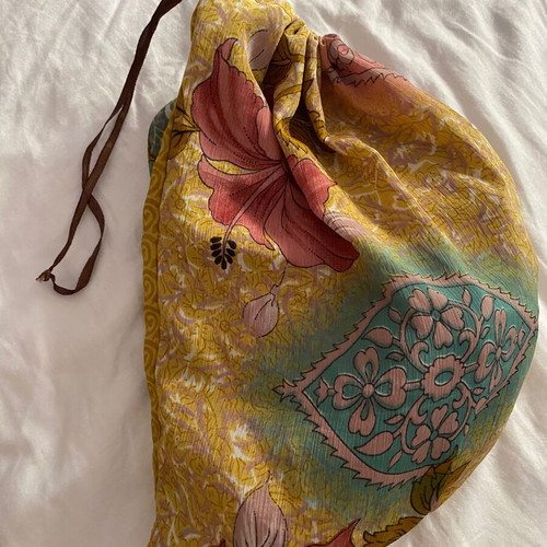 Hibiscus Silk Pareo Sea Pattern New, Brown Beige