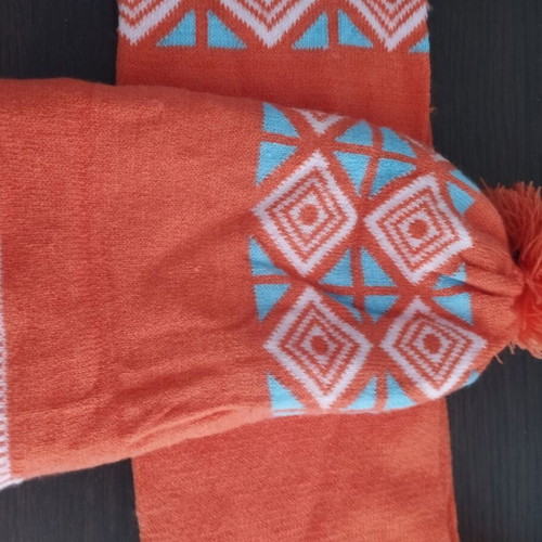Children's scarf and hat set, orange, up to 5 years