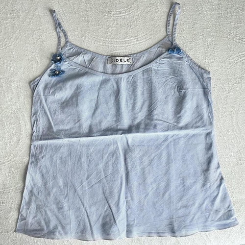FIDELE babydoll tank top baby blue with flowers like new