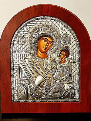 Silver icon Panagia Odigitria like new, 19x16cm