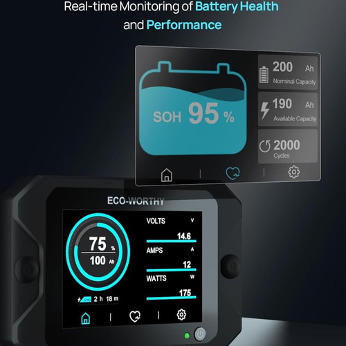 Battery Monitor 300A 12V/24V/36V/48V 3.5-Inch Touchscreen with Alarm