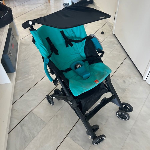 Gb Pockit Ultra-Compact Stroller used, teal Caribbean Blue