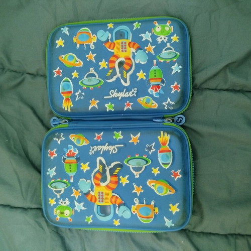 Primary school pencil case used with space theme