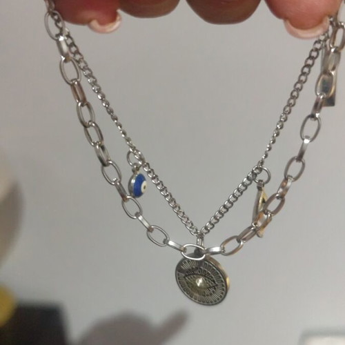 Double hand chain made of steel, like new, silver color