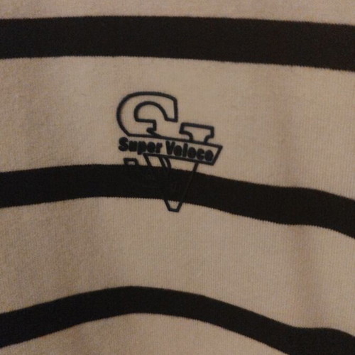 Men's striped t-shirt with Mao collar XL like new, white and blue