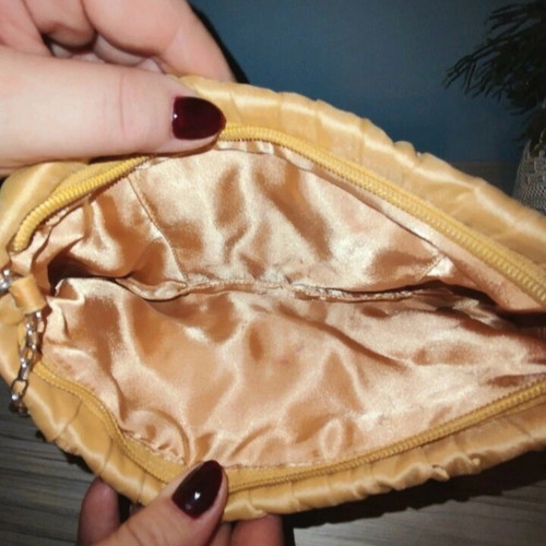 Gold satin handbag new