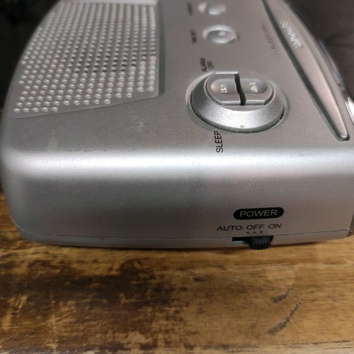 Jaga digital alarm clock used, tabletop with radio