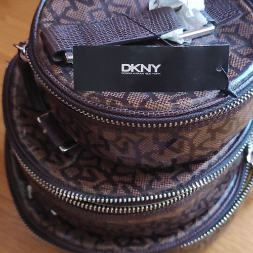 DKNY Nesting Pouch Set brown monogram, like new