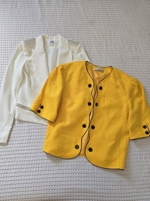 Summer jackets set like new, white with strass and yellow