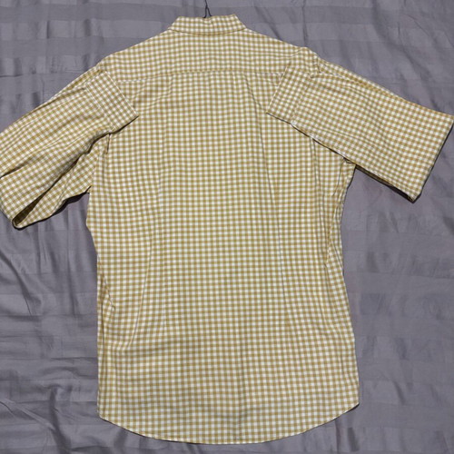 Zara Man Gingham Shirt used, size L, mustard yellow
