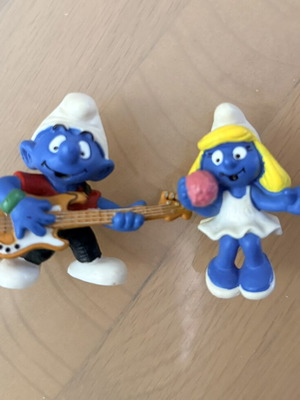 Smurfs figures used, musical Smurf and Smurfette