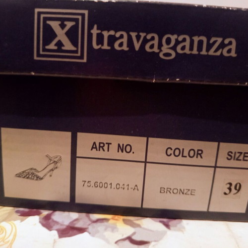 Xtravaganza bronze pointed-toe heels size 39 used with ankle strap