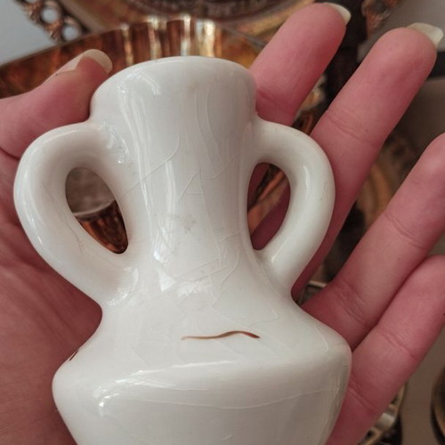 Ceramic amphora vase used with crackle finish, vintage