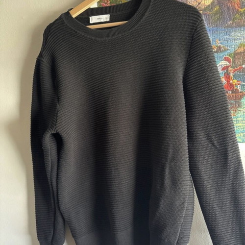 Mango Man pullover black 100% cotton size L new