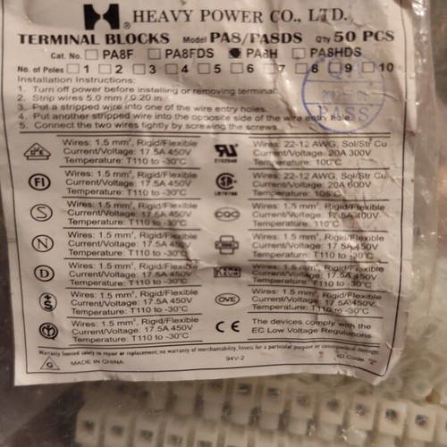 Terminal blocks for 1.5 cable white pack of 12x12