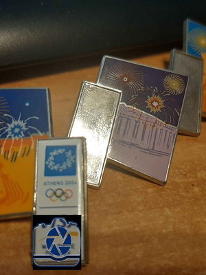 Olympic pins used, set of 3 pieces