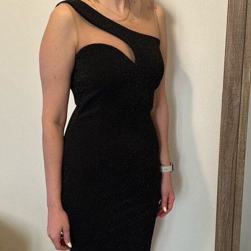 Lurex dress like new, black with bronze shine, medium size