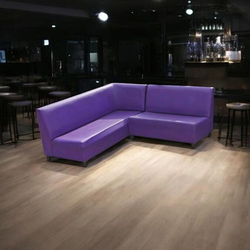 Handmade corner sofa used, leather and wood, professional
