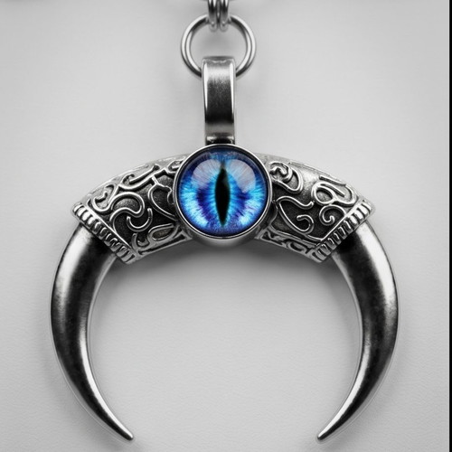 Gothic Layered Necklace with Blue Eye Charm Stainless Steel