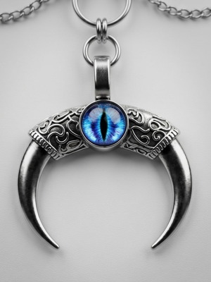 Gothic Layered Necklace with Blue Eye Charm Stainless Steel