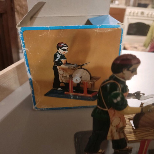 Tin shears grinder used, vintage Wilesco toy
