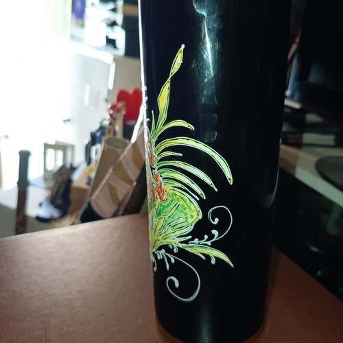 Vase Greek made dark blue with 24k gold overlay, like new
