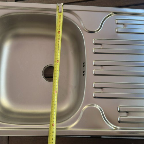 Kitchen sink inox single bowl with apron and faucet, new