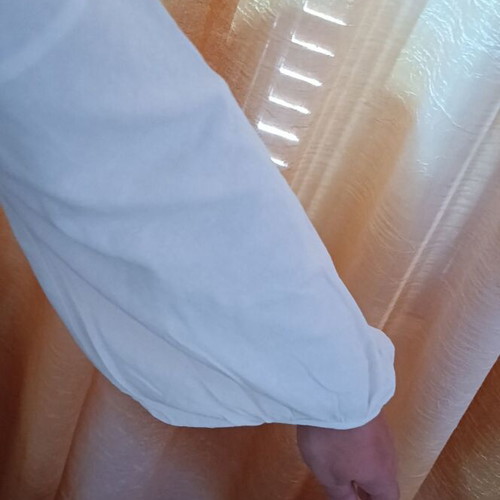 White long-sleeve thin cotton blouse used, size L