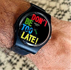 Αυθεντικό Unisex ρολόι χειρός Swatch (Don’t be too late) 1983 TIMEFORTIME