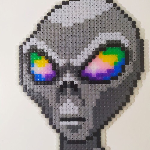 Handmade Alien portrait new with bead galaxy eyes