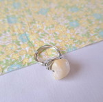 Wire ring with real stone made to order, yellow and silver