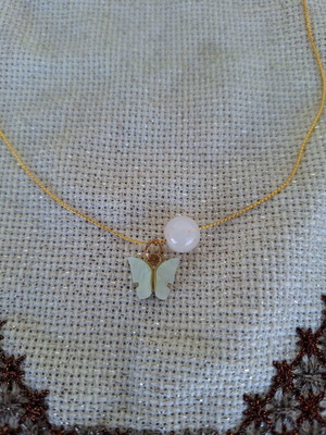 Butterfly necklace white handmade made to order
