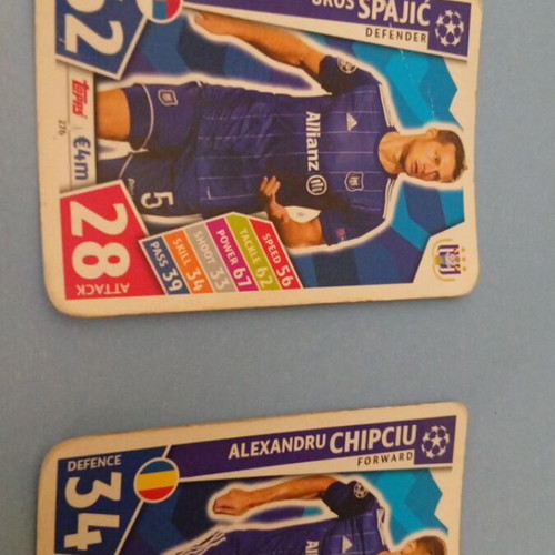 Anderlecht football cards used, Chipciu and Spajic