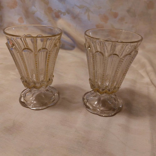 Beykoz glasses used, Turkish handmade with gold designs, 13 and 19 cm