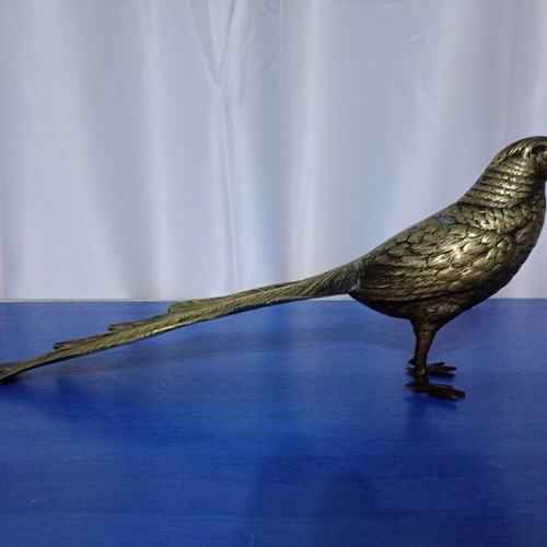 Brass pheasant sculpture like new, 14 x 32 cm
