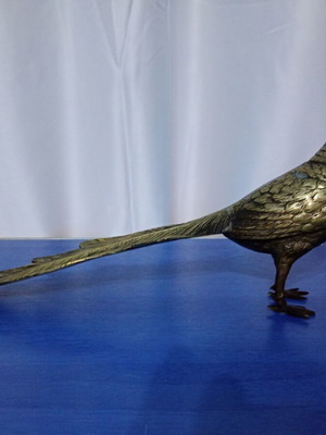 Brass pheasant sculpture like new, 14 x 32 cm