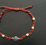 Bracelet with eye and gold beads, handmade, new, red