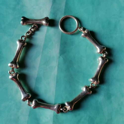 Silver 925 bracelet new with bones, gothic style