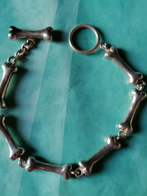 Silver 925 bracelet new with bones, gothic style