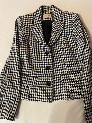 Bill Cost Women's Short Jacket like new, white-black geometric pattern, size S