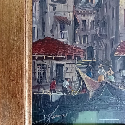 Πίνακας Βενετία Ιταλία μεταχειρισμένος, 46x41 εκ, ξύλινη κορνίζα
