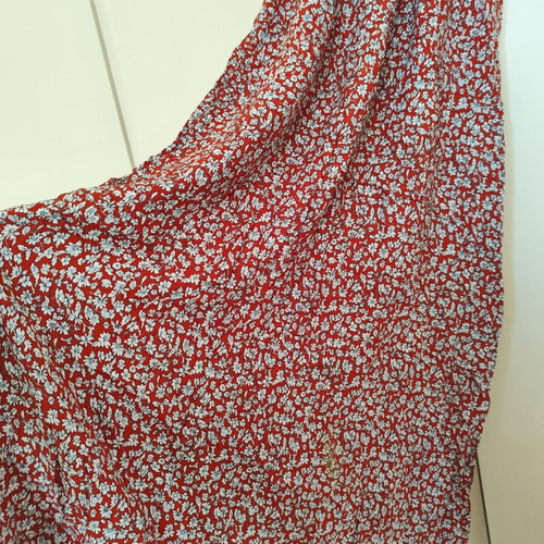 Maxi dress with flowers used, size Large, brick color