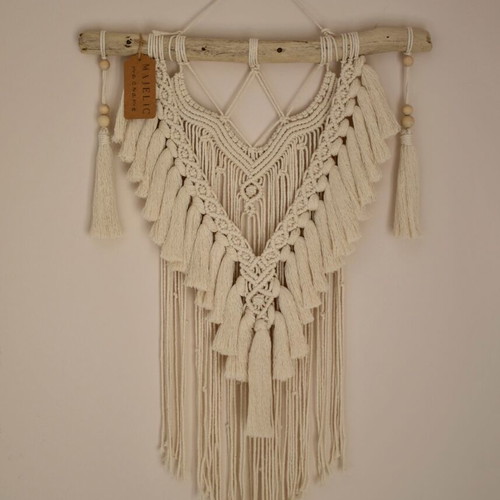 Macrame wall hanging new, handmade from cotton cord and wood