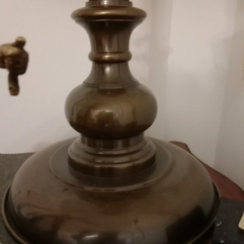 Bronze table lamp antique used with opaline shade
