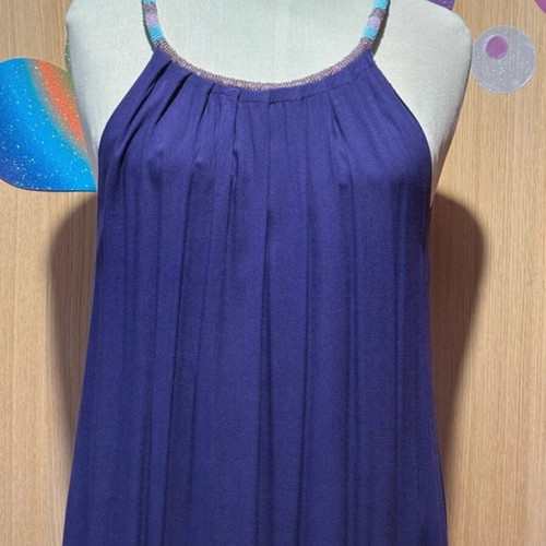 Ethnic dress with embroidered bead cord like new, size S/M, purple