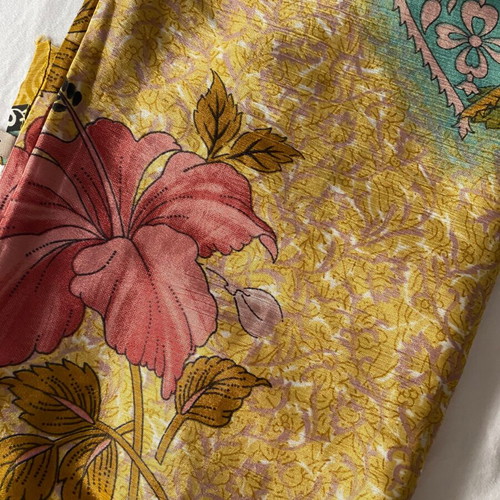 Hibiscus Silk Pareo Sea Pattern New, Brown Beige