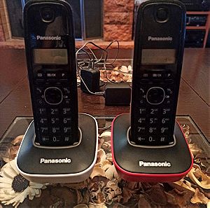 Ασύρματα τηλέφωνα Panasonic KX-TG1611GR (2 τεμάχια, λευκό και κόκκινο)